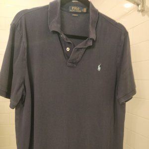 Men's Classic Ralph Lauren Navy Knit Polo - Classic Fit L